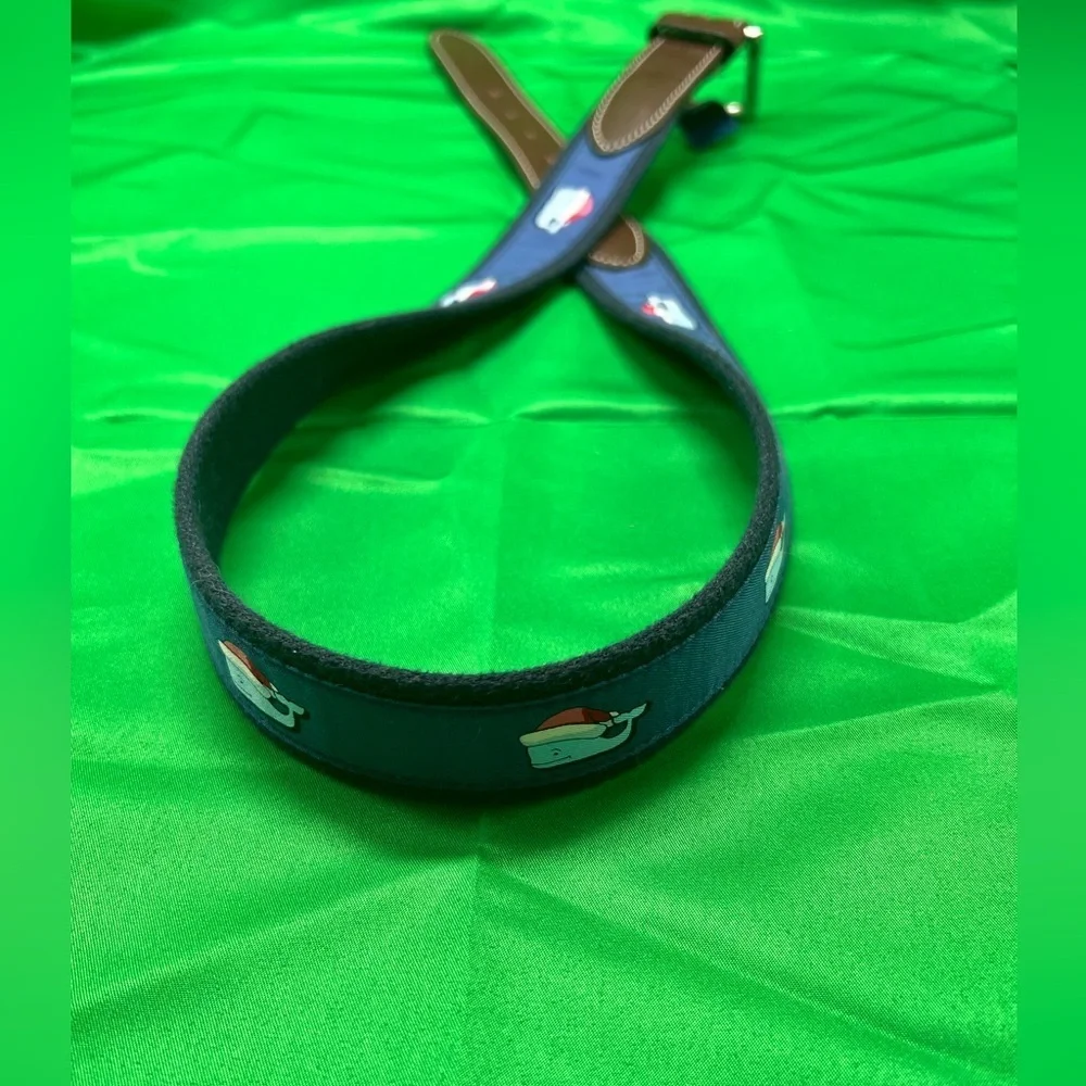 Vineyard Vines Santa Whale Canvas Boy's Belt Blue Moonshine Size 32